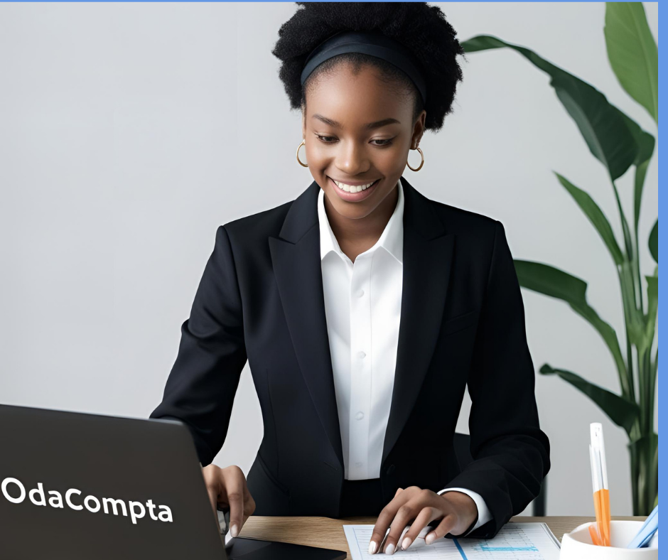 Illustration de OdaCompta Pro montrant un Chef Comptable travaillant sur le logiciel Copptable